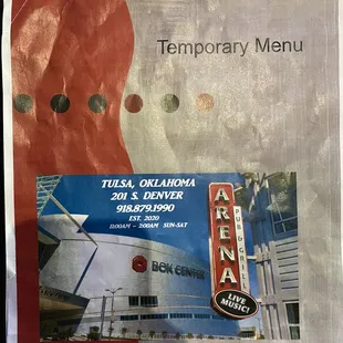 Temporary Menu.