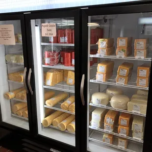 Bulk cheese section: aged Gouda $2.99 per pound, CoJack $3.00 per pound