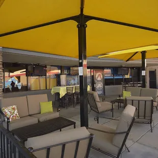 Great patio! Misters in the summer, heaters in the winter.