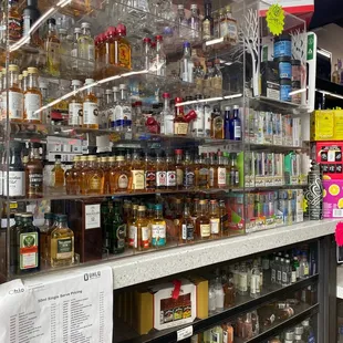 shelves of liquor in a store