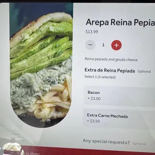 Order tablet showing tons of avocado.  Too good to be true.