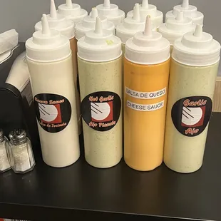 a variety of condiments