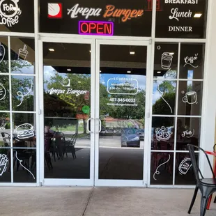 Arepa Burger entrance on Woodbury