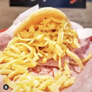 Ham and gouda cheese arepa