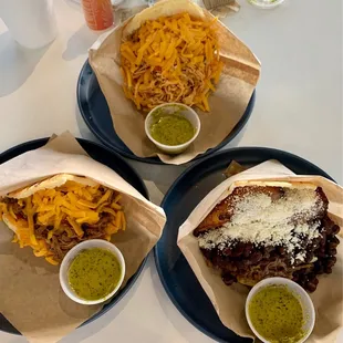 La Catira (top), The Jax Blond Arepa (left) &amp; Pabellon Arepas