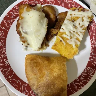 Mixture of arepitas, pabellon empanada, and cachapa.
