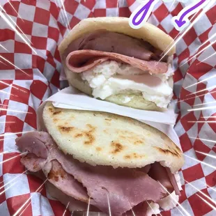 Ham and cheese arepa