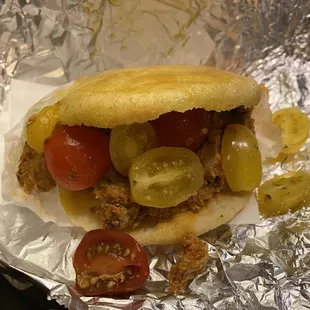 Pernil arepas (pulled pork)