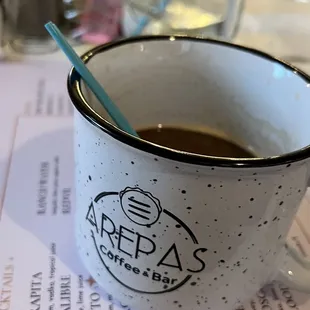 a cup of coffee on a table