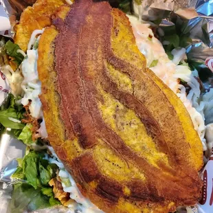 Beef and Chicken Patacon - so good!