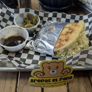 Reina Pepiada arepa.   Beef and creamy avocado...  So good!