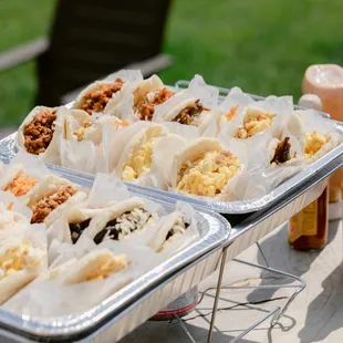 Catering trays with sauces