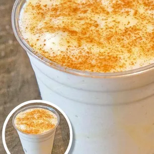Chicha venezolana hecha a base de arroz, canela y leche condensada.