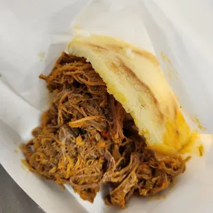 Late night eat. Arepa con Carne machada