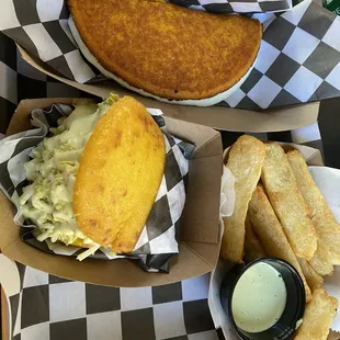 Arepa, cachapa, yuca fries