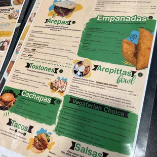 The menu with its wealth of veggie options.