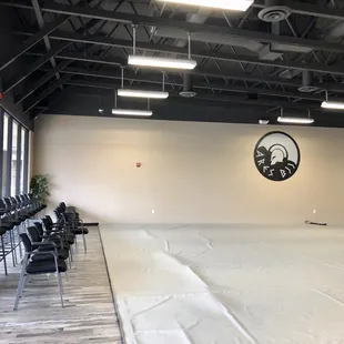 Only half the mat space shown in this picture, but a really nice clean gym.