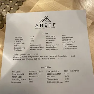 Coffee &amp; Drink Menu