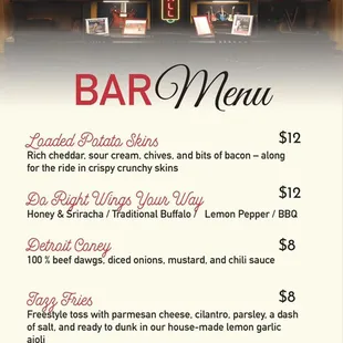 Bar Menu