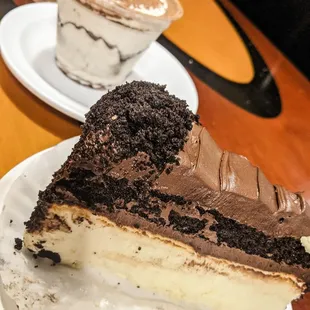 Chocolate fudge cheesecake and tiramisu