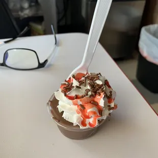 Complimentary pudding, yum