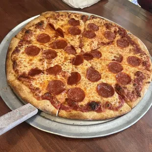 Pepperoni pizza was hot and very good!