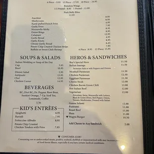 menu