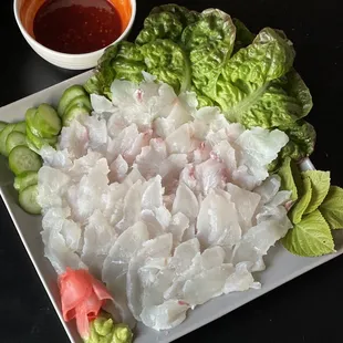 Our halibut sashimi!