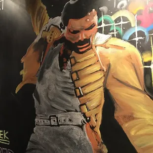 Chalk Board drawing, very good chalk work. Queens - Freddie Mercury Lead singer