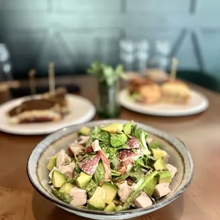 two plates of food on a table