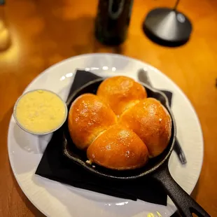 a plate of bread and mustard