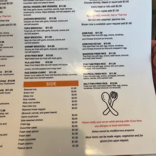 sushi and sashimi, menu