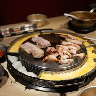 a variety of food items on a table