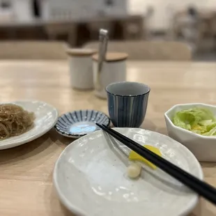 Small glass noodles to share (not one per person) and a simple but fresh salad with corn.