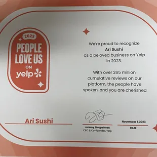 2023 people love us on yelp!