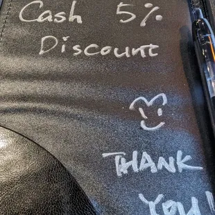 Discount for paying cash