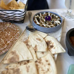tortillas, quesadillas, quesadillas, and salsa