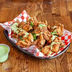 a basket of fried chicken