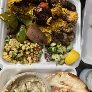 Mixed kabob platter. Chicken, lamb, beef