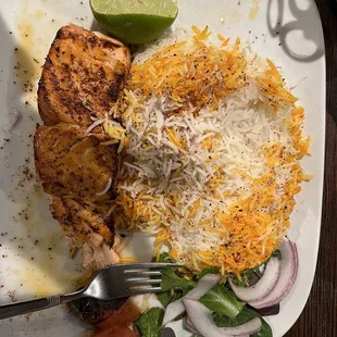 Salmon Kabob with basmati rice