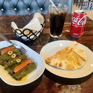 Dolmas, grape leaves with rice, olive oil and lemon juice,mmmmm