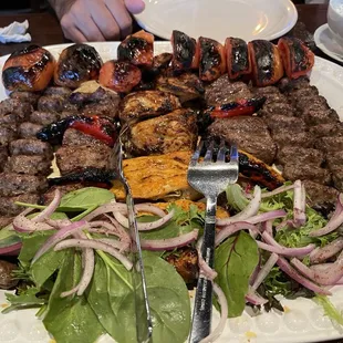 Family style kabob plate