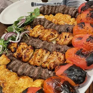 Spicy Chicken Kabob Combo of Ground Beef and Chicken Tender Kabob