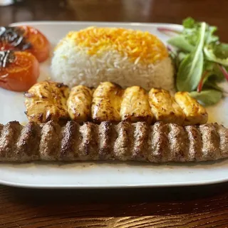 Combo of Ground Beef and Chicken Tender Kabob