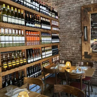 bottles of wine on shelves