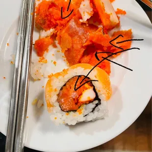 Smoked salmon extracted from the Alaskan Salmon Roll