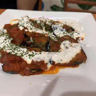 Burani Eggplant with flatbread: good but lacked salt