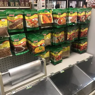 a display of food items