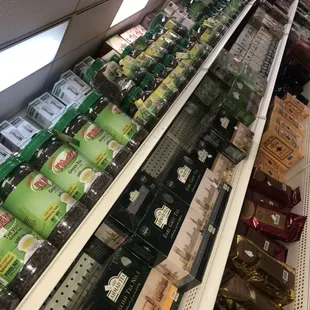 shelves of various beverages