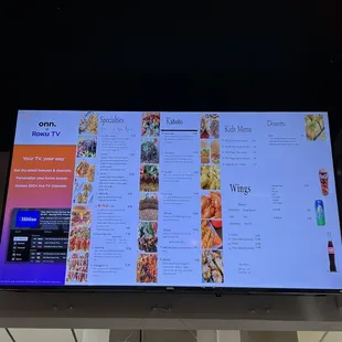 Menu as of December 2023